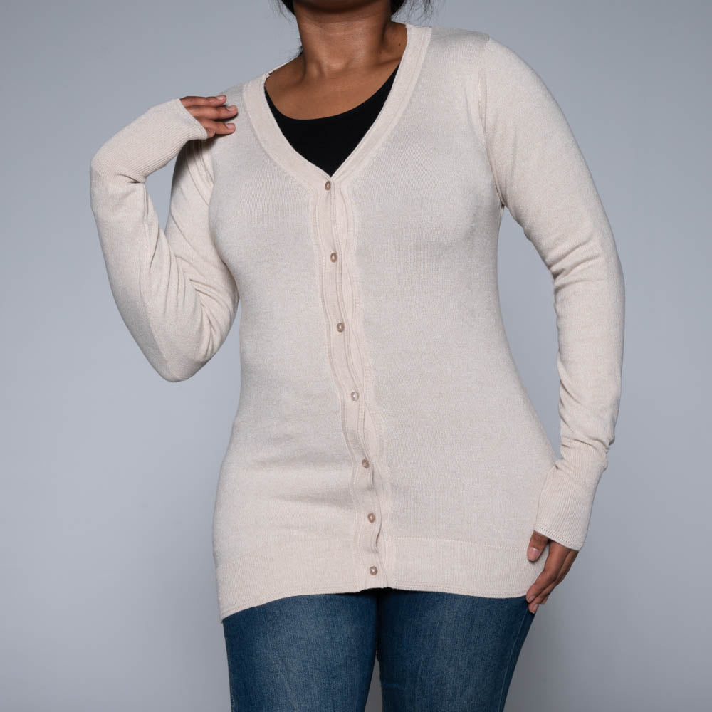 Beige Long Sleeve Cardigan