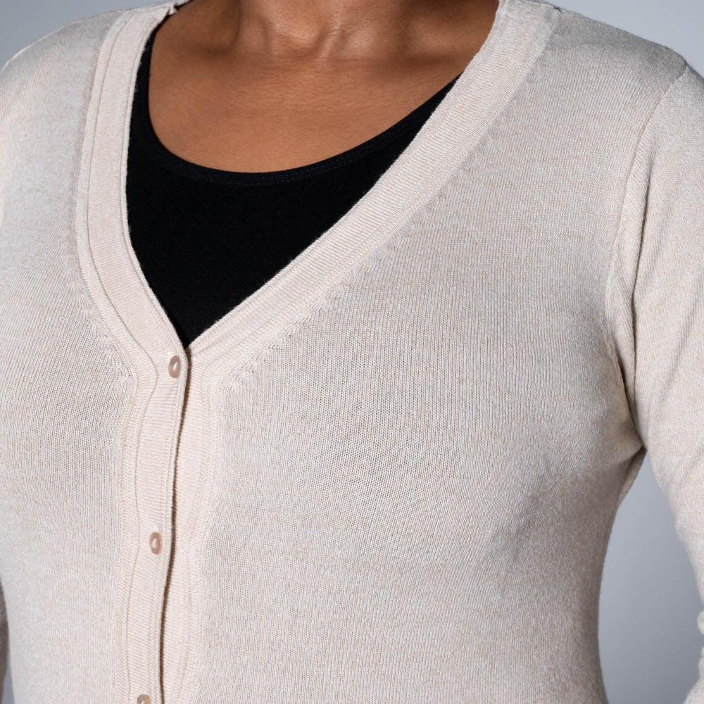 Beige Long Sleeve Cardigan