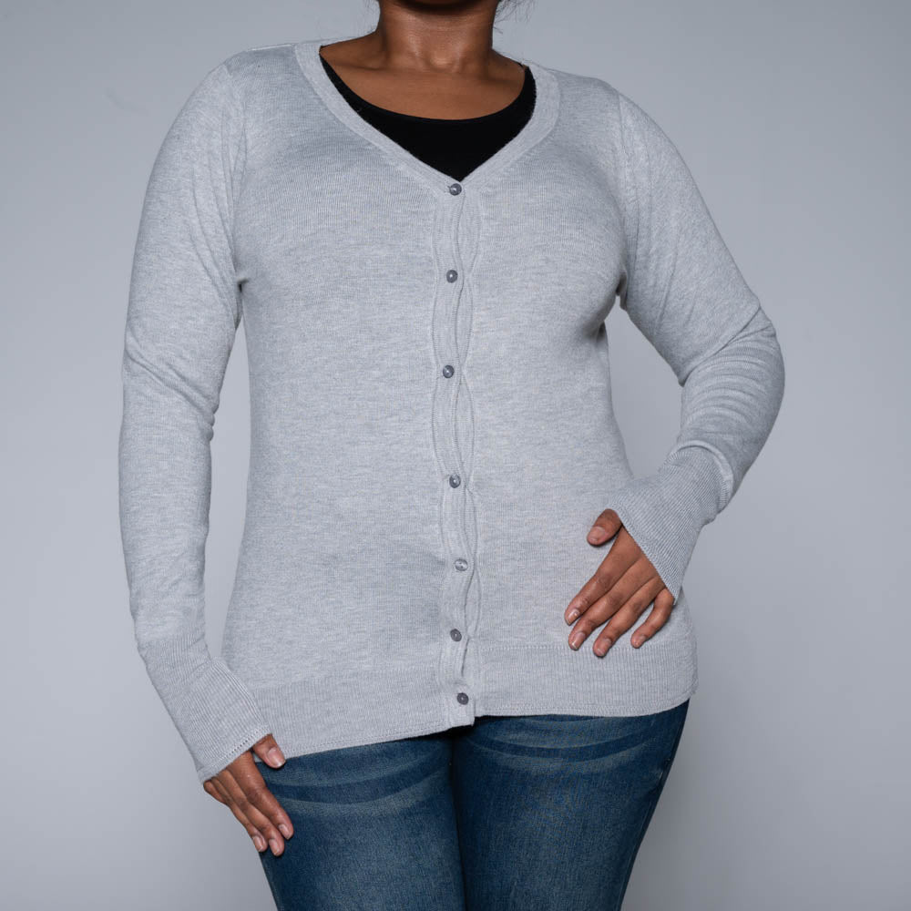 Grey Long Sleeve Cardigan