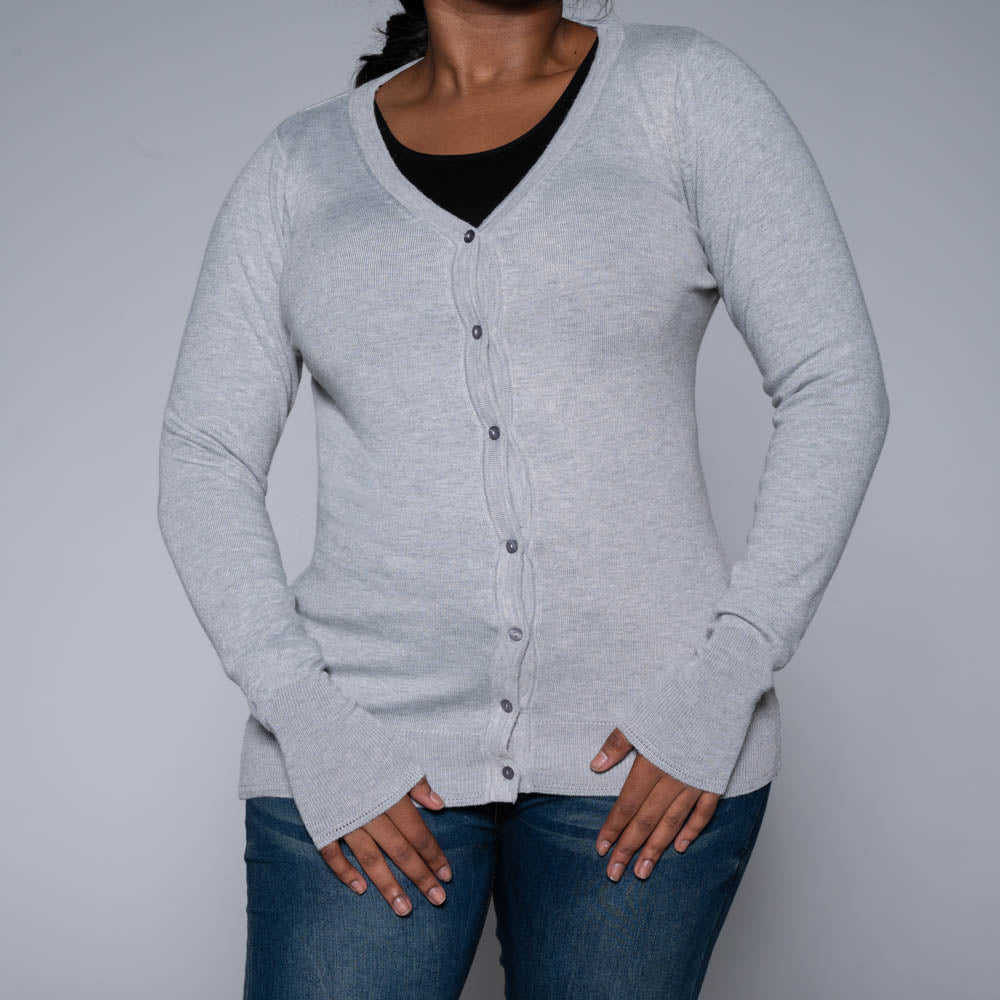 Grey Long Sleeve Cardigan