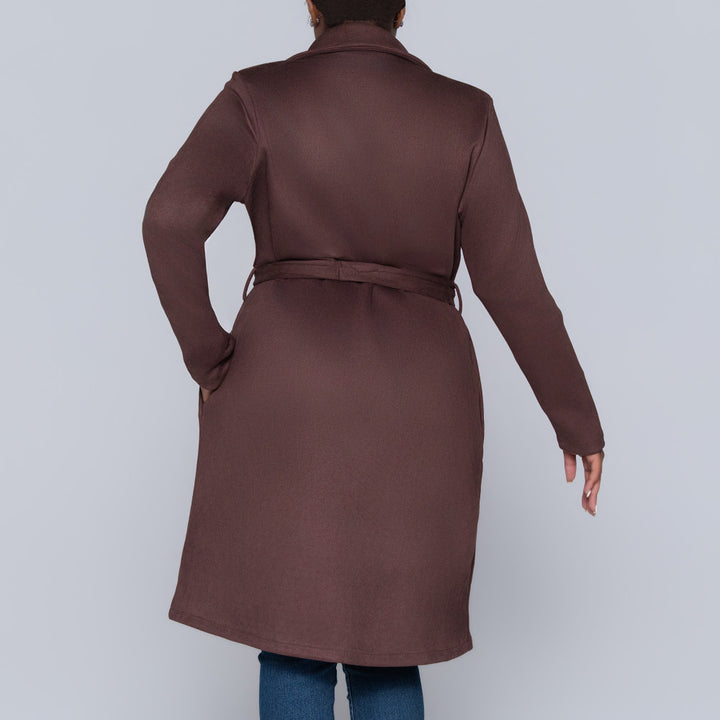 Plus Size Long Sleeve Scuba Suede Jacket