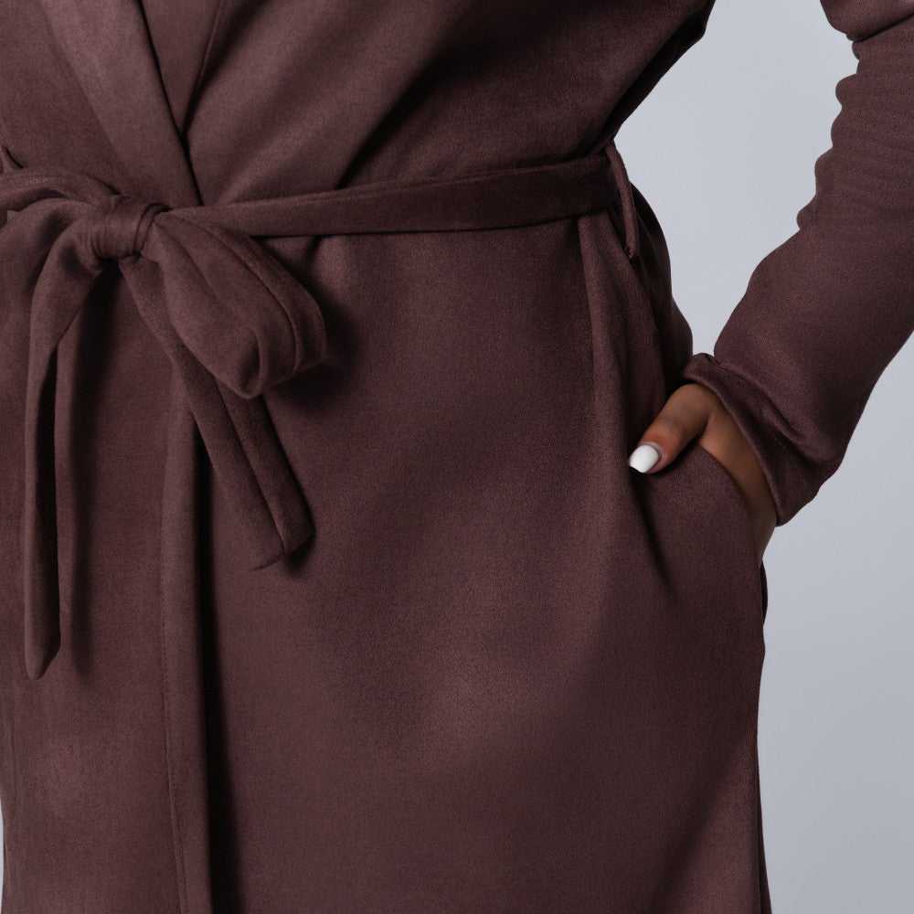 Plus Size Long Sleeve Scuba Suede Jacket