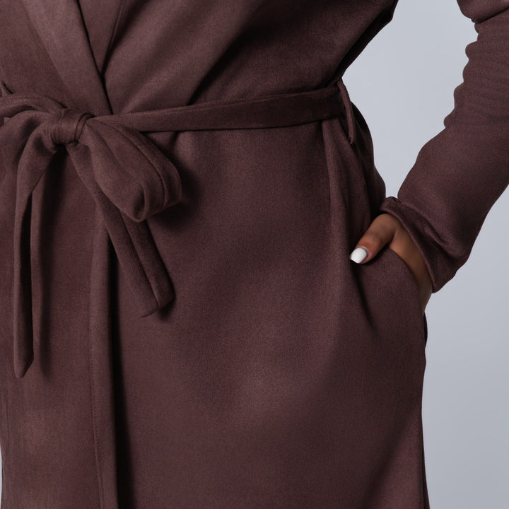 Plus Size Long Sleeve Scuba Suede Jacket