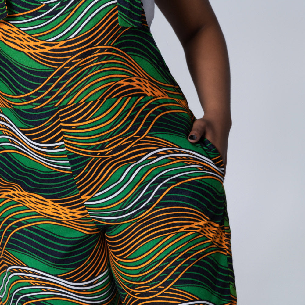 Green Ethnic Print Jumpsuit