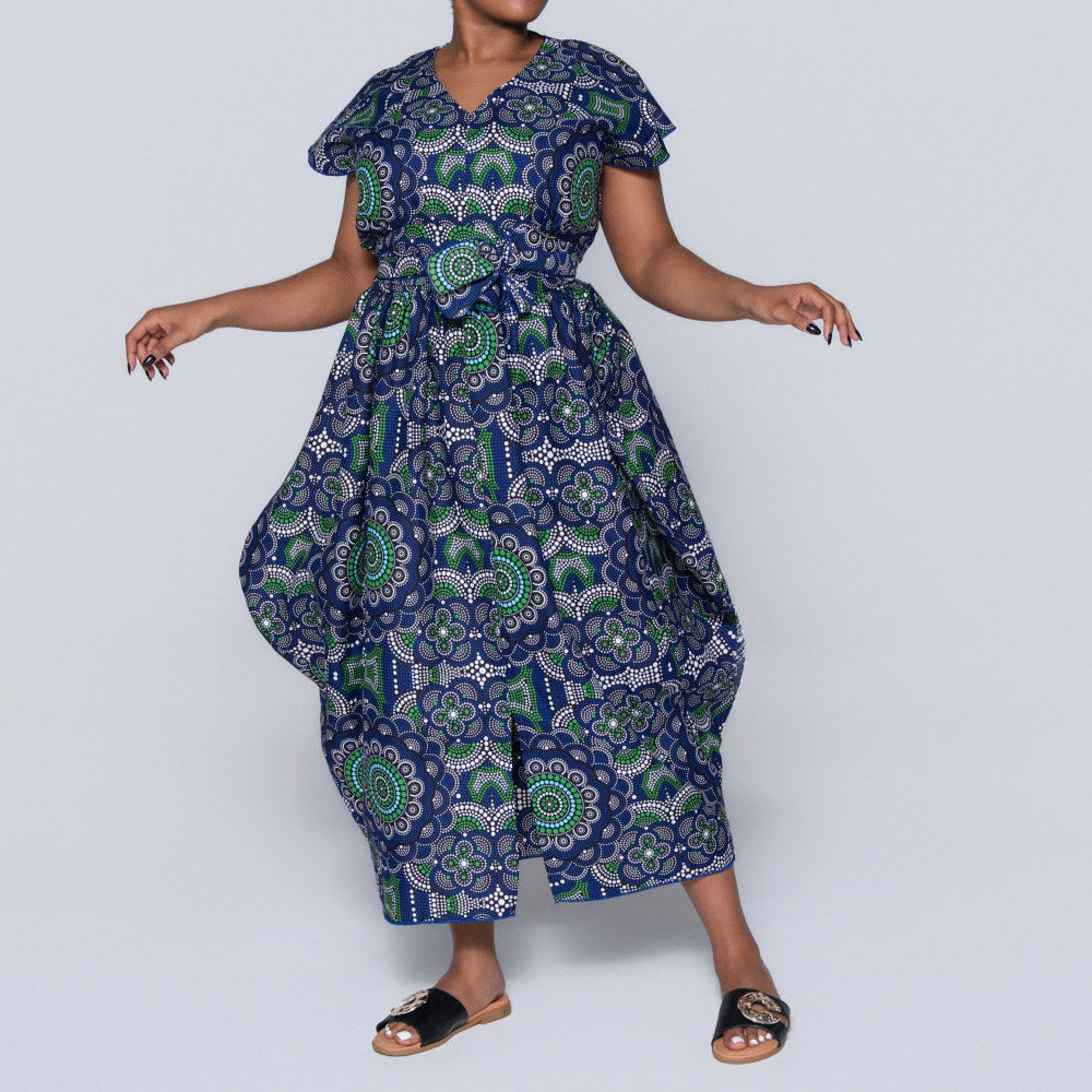 Blue Ethnic Print Dress