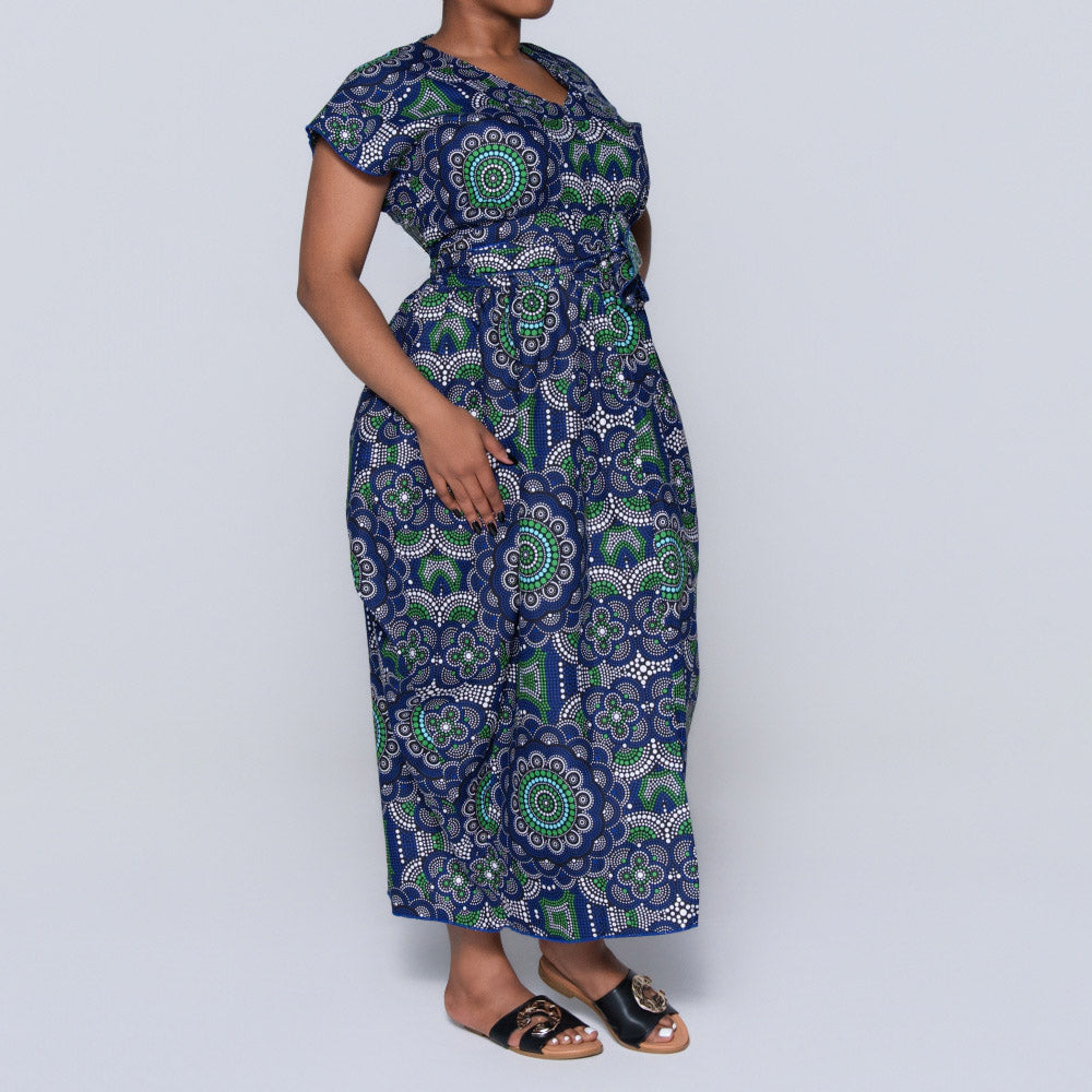 Blue Ethnic Print Dress
