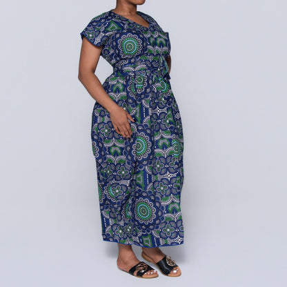 Blue Ethnic Print Dress