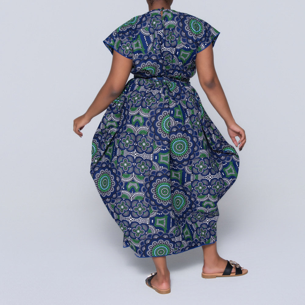 Blue Ethnic Print Dress