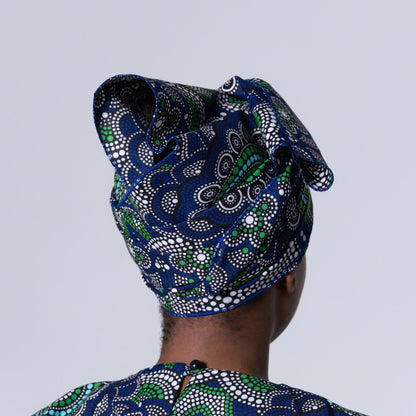 Blue Ethnic Print Dress