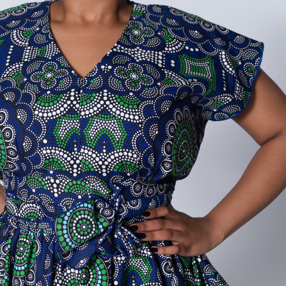 Blue Ethnic Print Dress