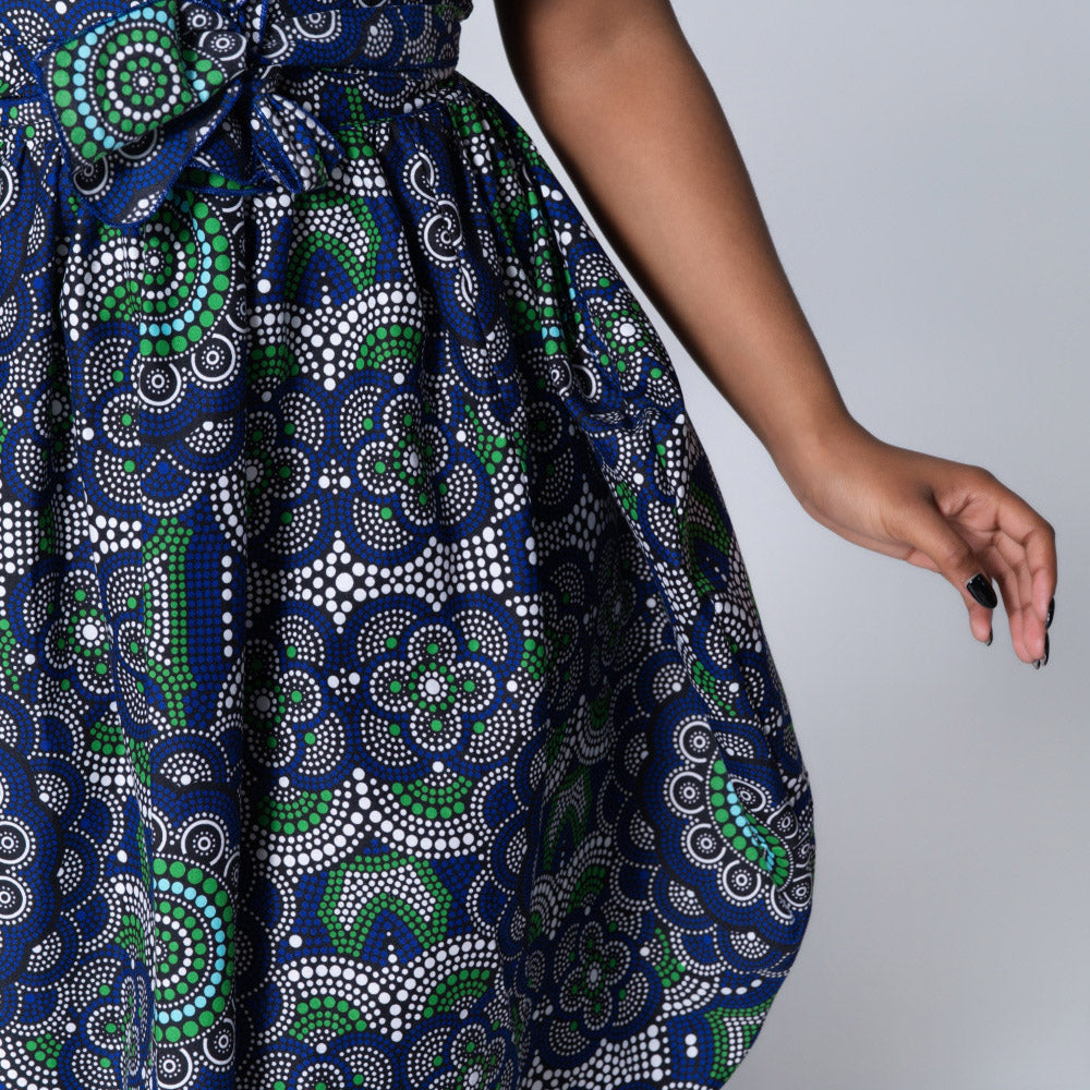 Blue Ethnic Print Dress