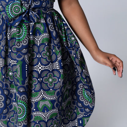 Blue Ethnic Print Dress