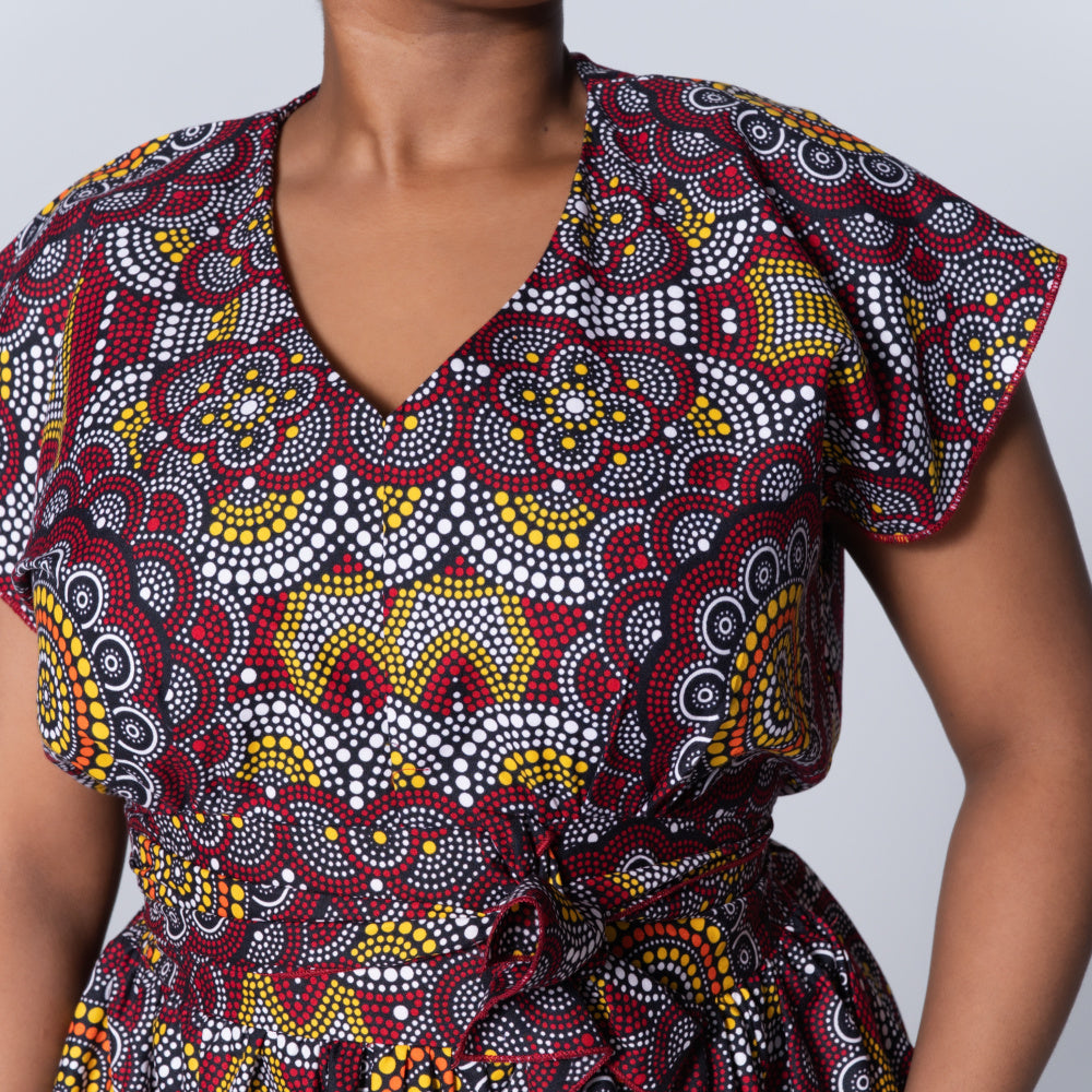Red Ethnic Print Dress