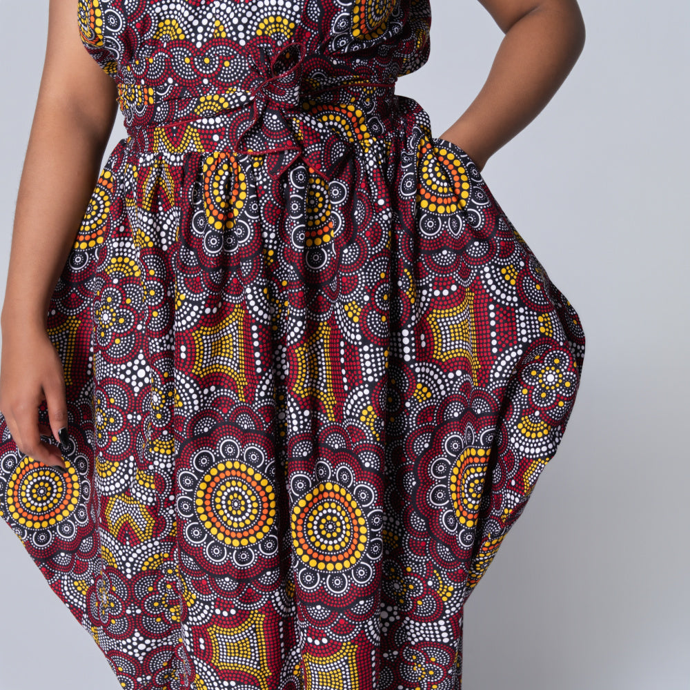 Red Ethnic Print Dress