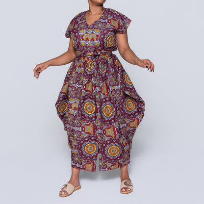 Red Ethnic Print Dress