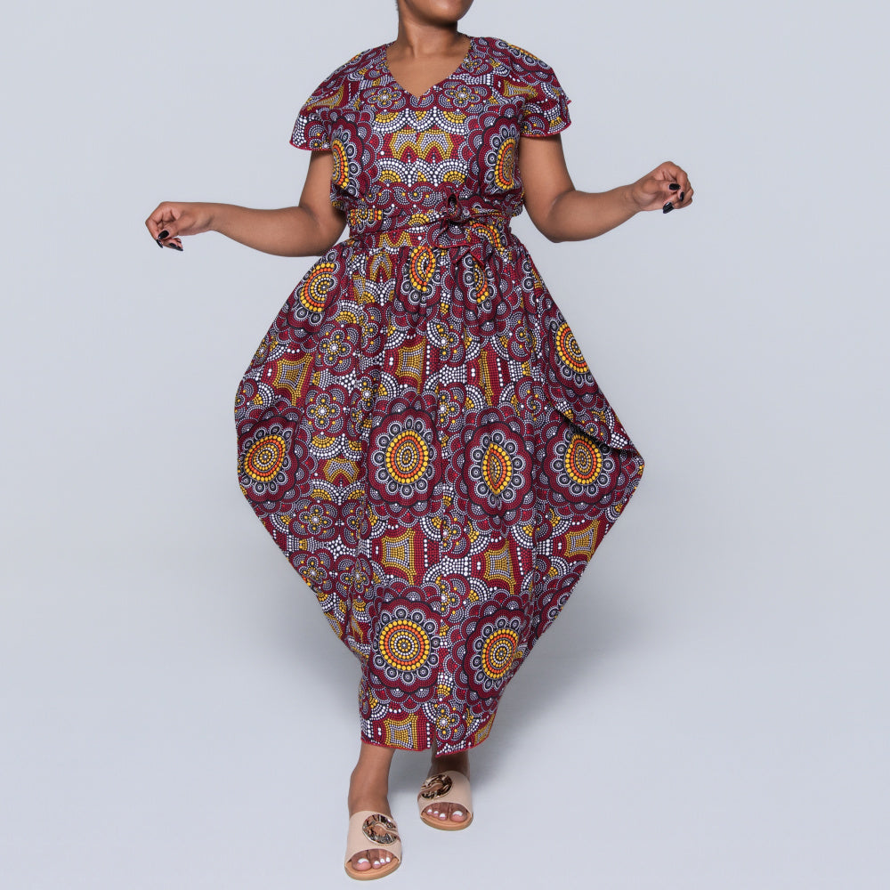 Red Ethnic Print Dress