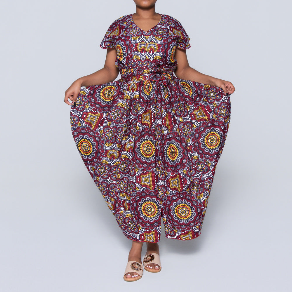 Red Ethnic Print Dress