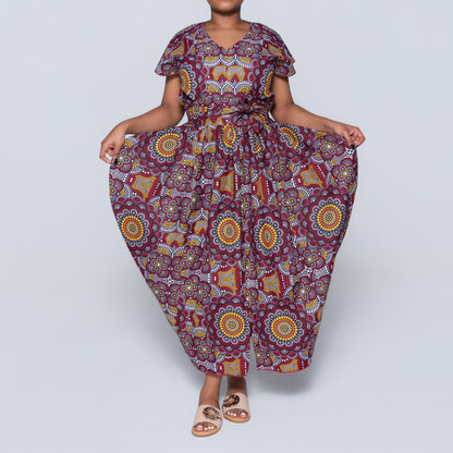 Red Ethnic Print Dress