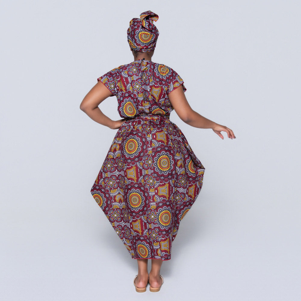 Red Ethnic Print Dress