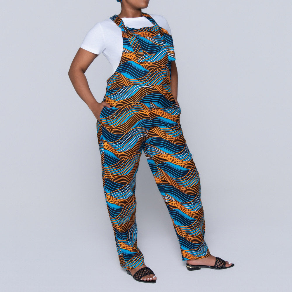 Blue Ethnic Print Jumpsuit