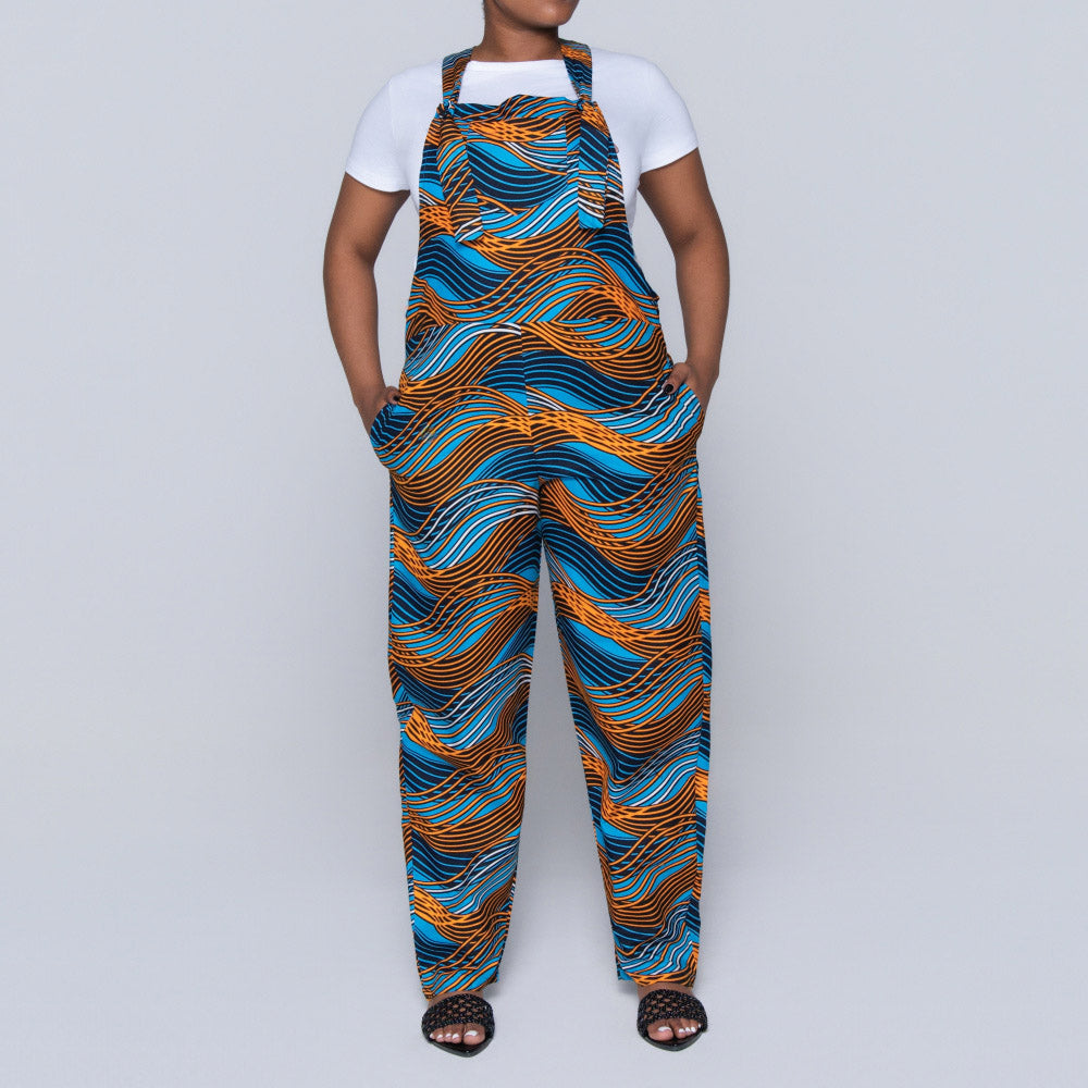 Blue Ethnic Print Jumpsuit