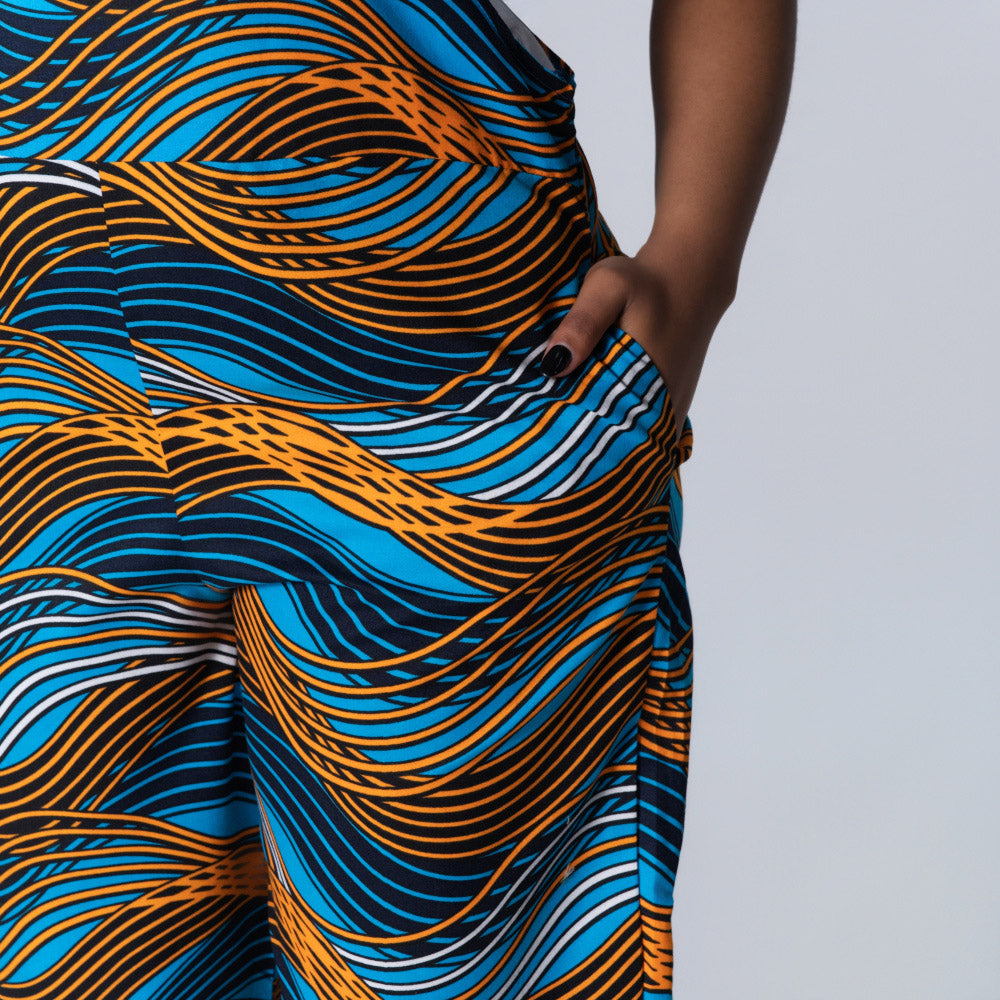 Blue Ethnic Print Jumpsuit