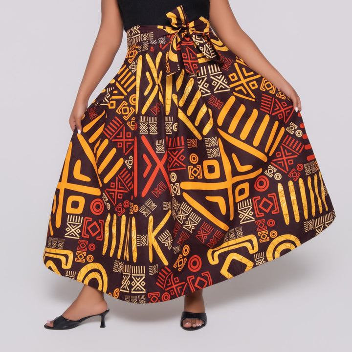Wax Print Front Tie Skirt