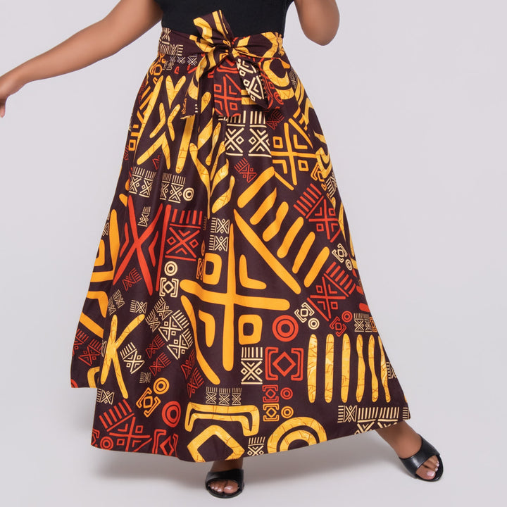 Wax Print Front Tie Skirt