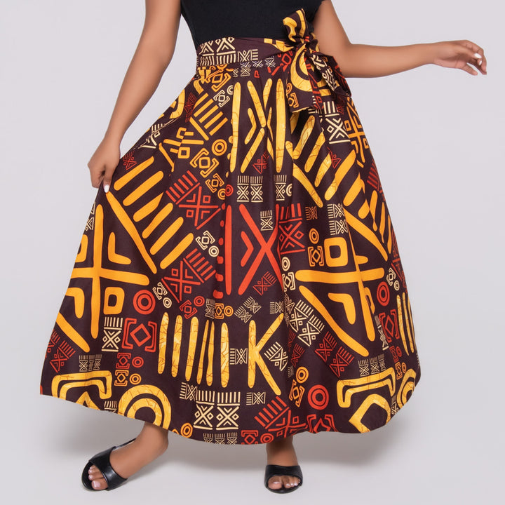 Wax Print Front Tie Skirt