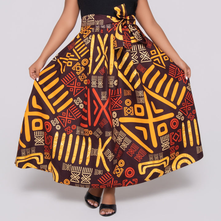 Wax Print Front Tie Skirt