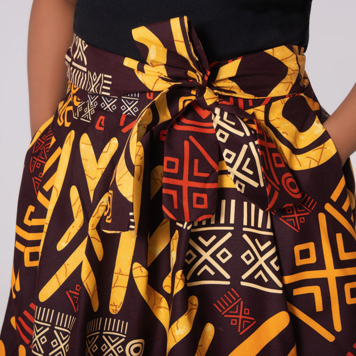 Wax Print Front Tie Skirt