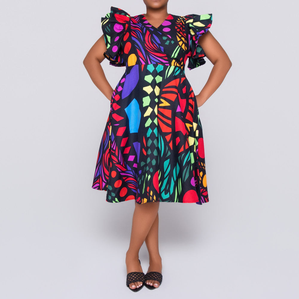 Sleeveless Wax Print Dress