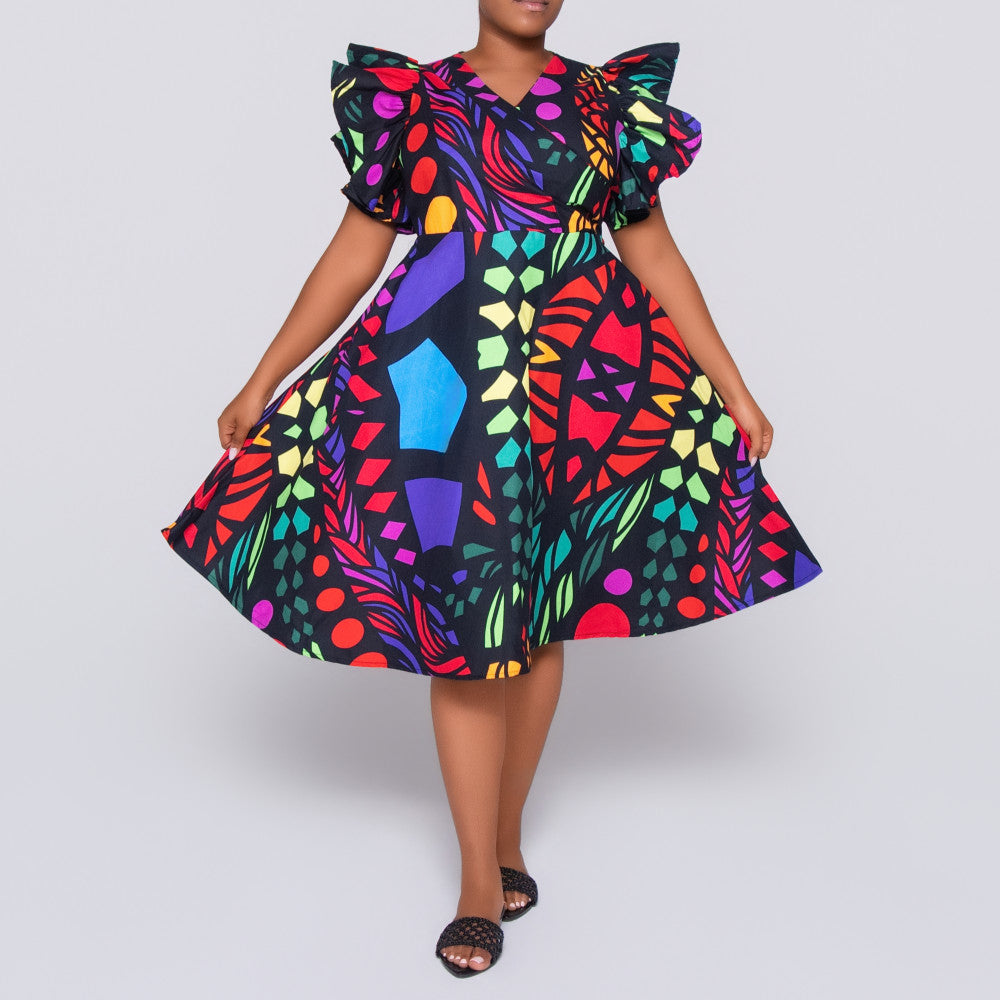 Sleeveless Wax Print Dress