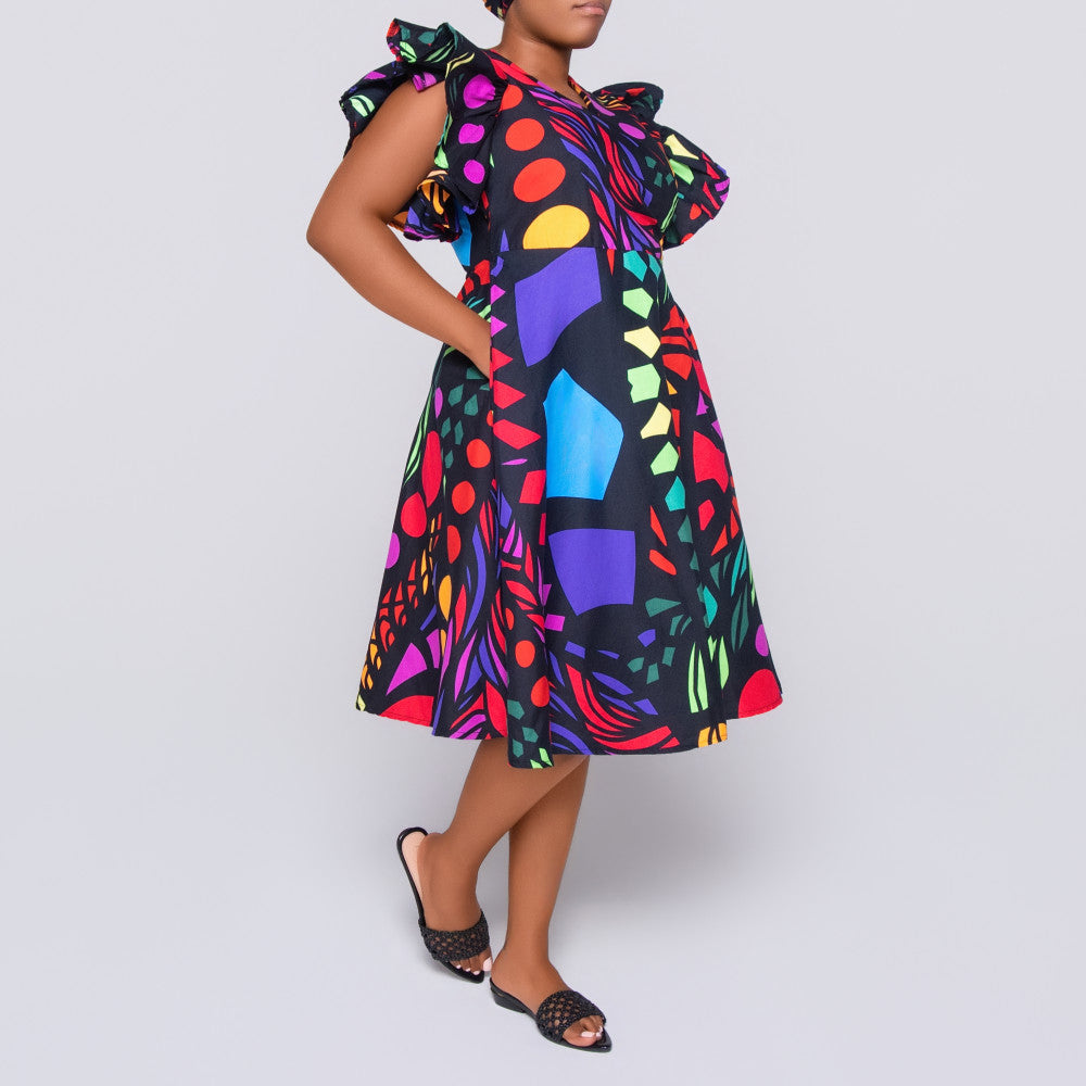 Sleeveless Wax Print Dress