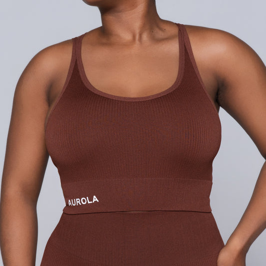 Brown Active Wear Gym Top