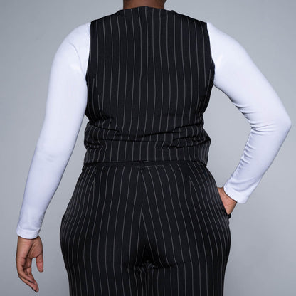 Black Stripe Suit Waistcoat