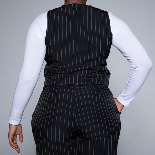 Black Stripe Suit Waistcoat