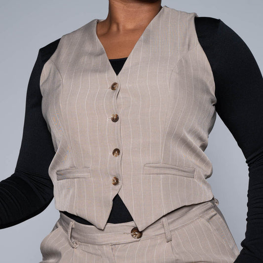 Stone Stripe Suit Waistcoat