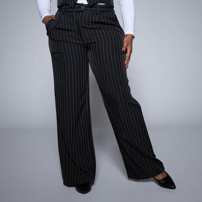 Black Stripe Slax Suit Pants