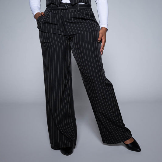 Black Stripe Slax Suit Pants