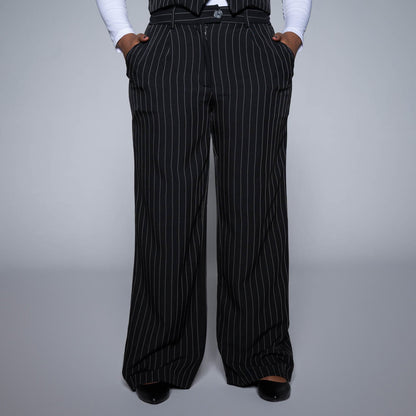 Black Stripe Slax Suit Pants