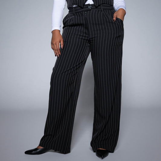 Black Stripe Slax Suit Pants