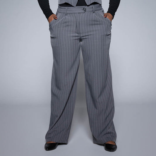 Grey Stripe Slax Suit Pants
