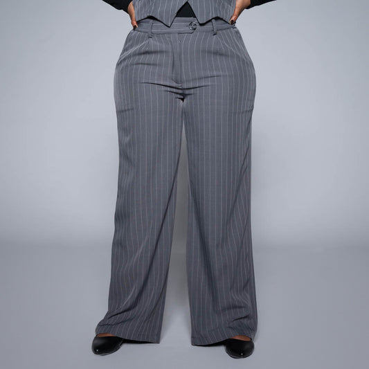 Grey Stripe Slax Suit Pants