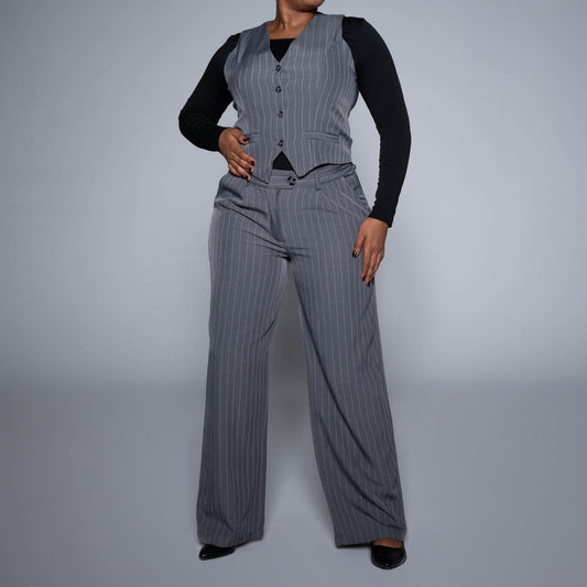 Grey Stripe Suit Waistcoat