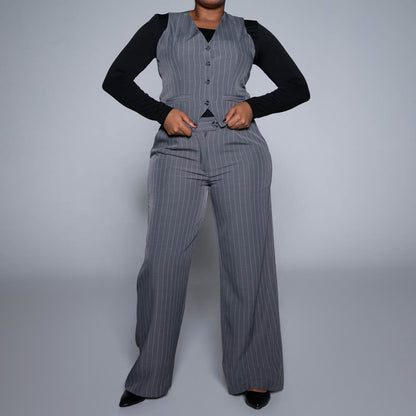 Grey Stripe Suit Waistcoat