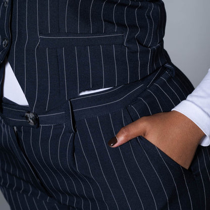 Navy Stripe Slax Suit Pants