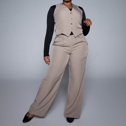 Stone Stripe Suit Waistcoat