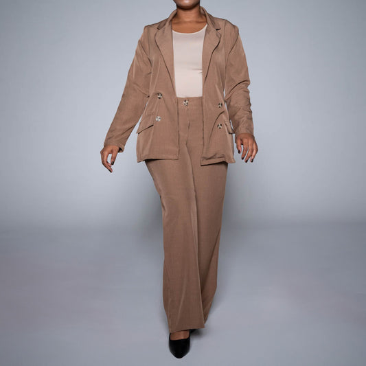 Brown Long Sleeve Suit Jacket