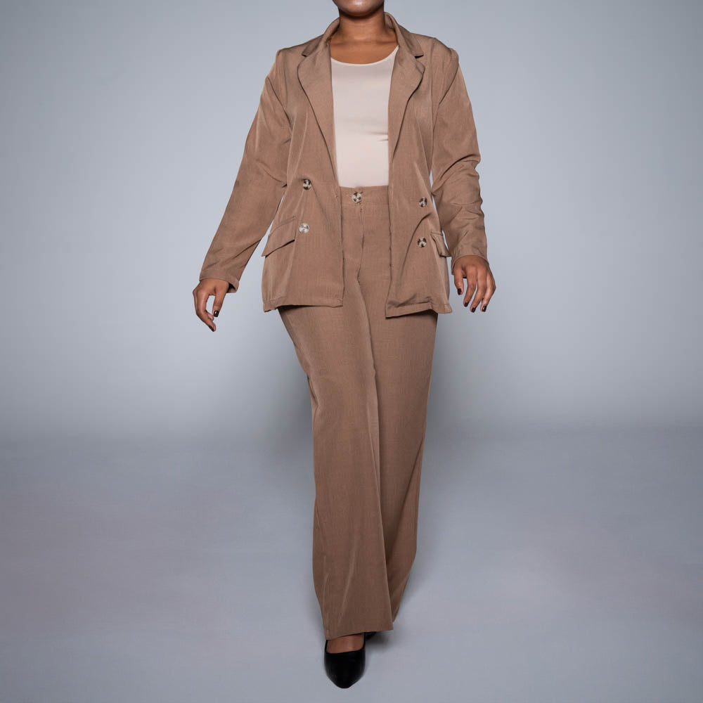Brown Long Sleeve Suit Jacket